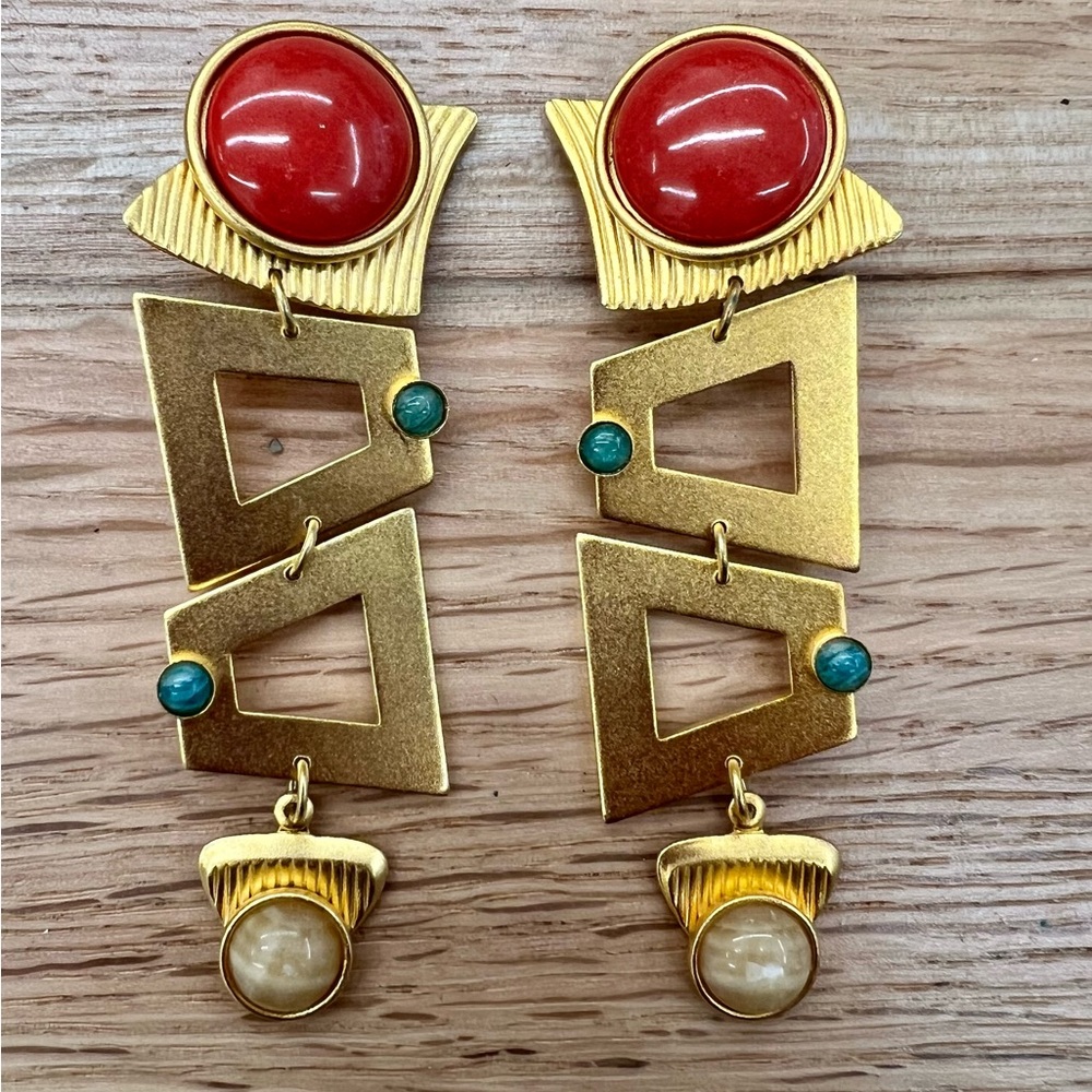 Vintage Handmade Gold Plated Designer Earrings